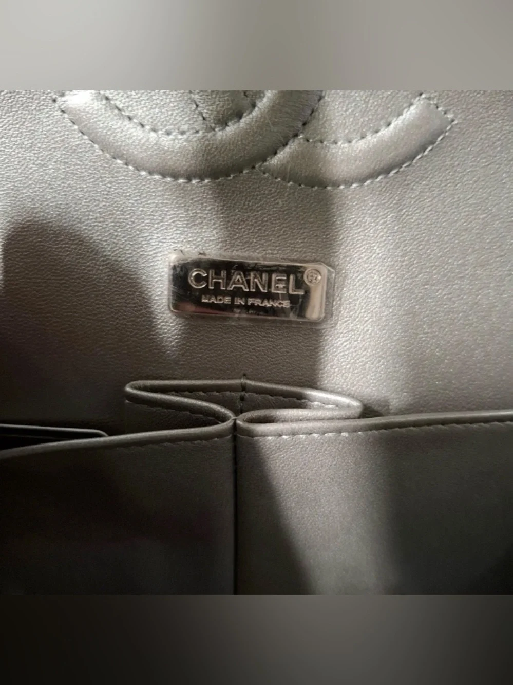 CHANEL RARE Silver, Blue & Cream Mosaic Quilted Denim Flap Shoulder Bag NWOT - Picture 7 of 8